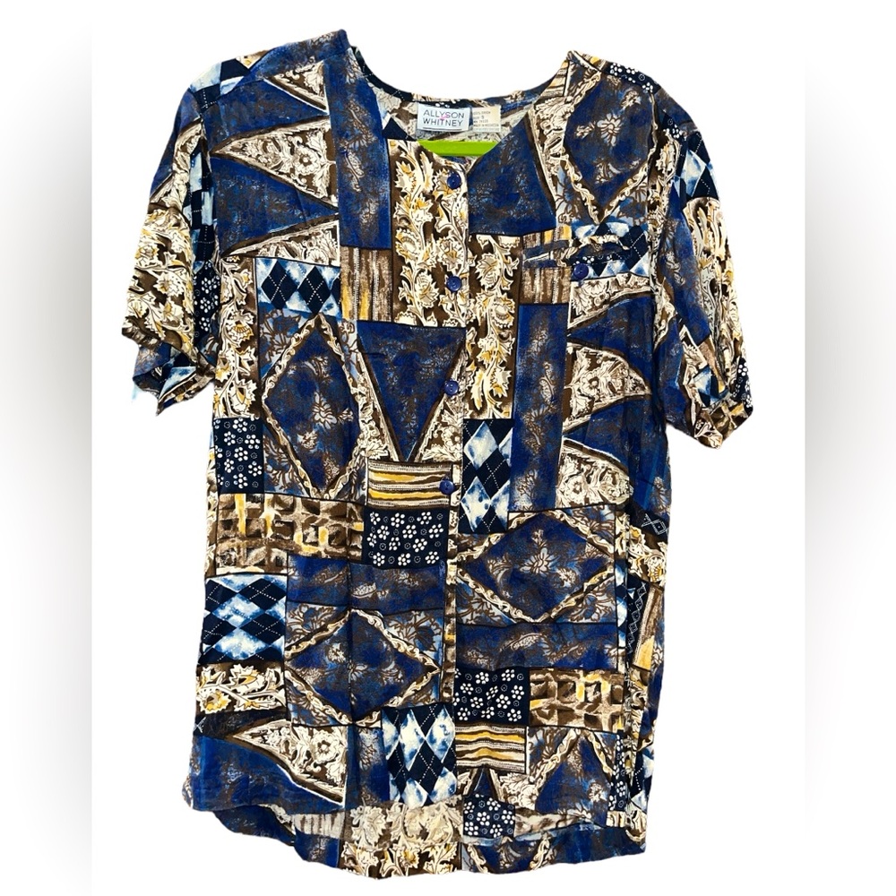 “Allyson Whitney” 70’s button-down short sleeve size small